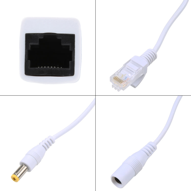 2 in 1 RJ45 POE Injector and Splitter Cable Set with 2.1x 5.5mm Female & Male DC Jack, 2.1x 5.5mm Female 2 in 1 RJ45 POE Injector and Splitter Cable Set with 2.1x 5.5mm Female & Male DC Jack, 2.1x 5.5mm Female